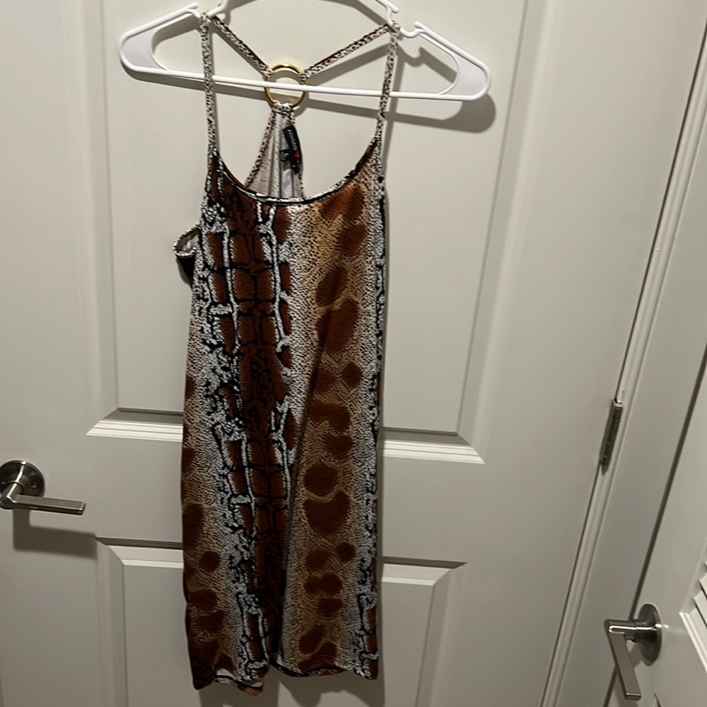 Cotton Brown Snake Pattern Dress